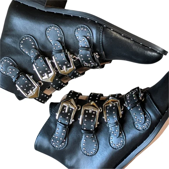 Studded Black Ankle Boots - Picture 10 of 12